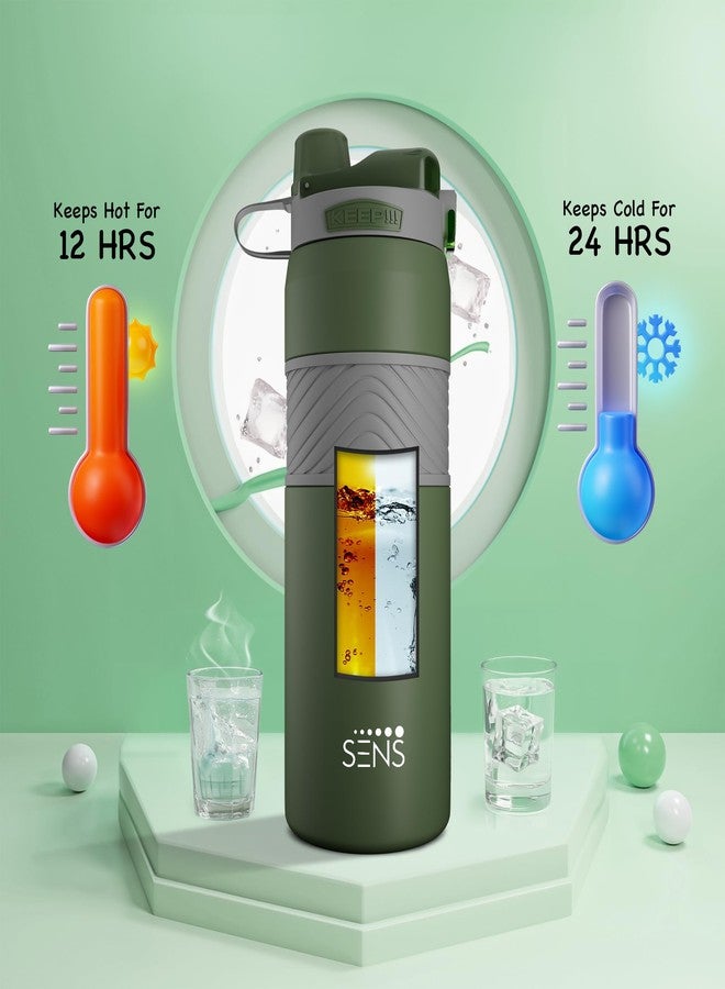 SENS Hydra Dual Stainless Steel Water Bottle Hot or Cold up to 24 Hours | Leak Proof | BPA Free | Eco-Friendly | School & Office| Adult & Kids | 800 ml |Lagoon - Image 4